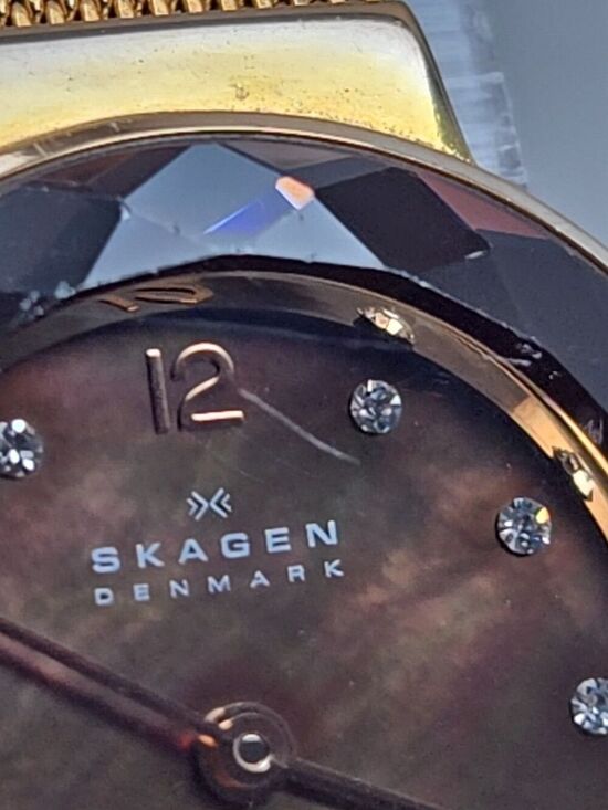 Skagen Leonora Faceted Crystal Rose Gold Mesh Watch Brown MOP New Battery main image 9